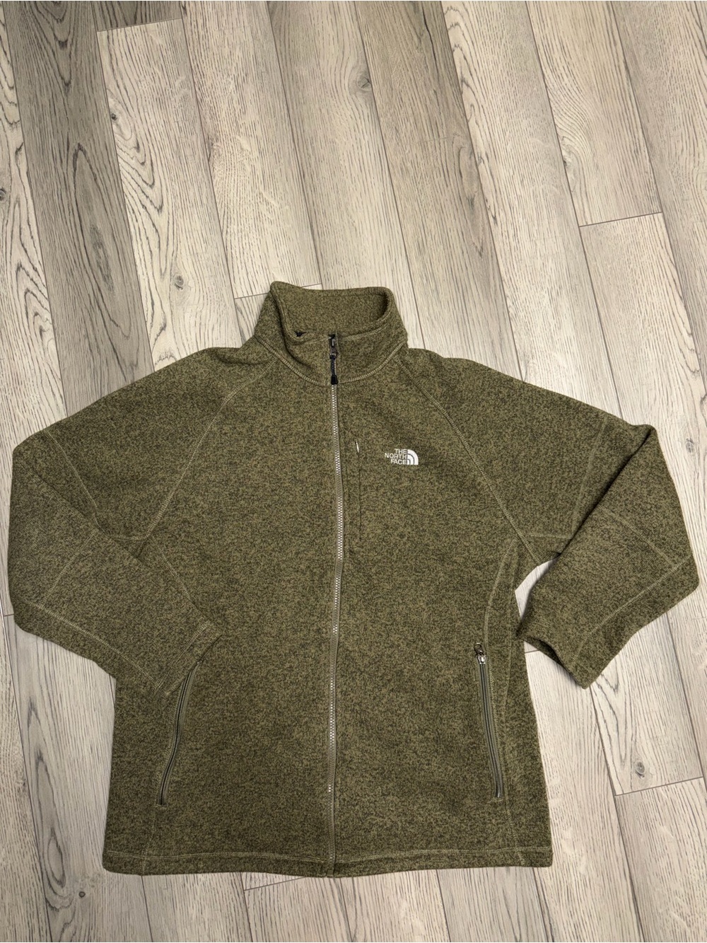 The North Face Olive Green Lightweight Full-Zip Fleece Jacket